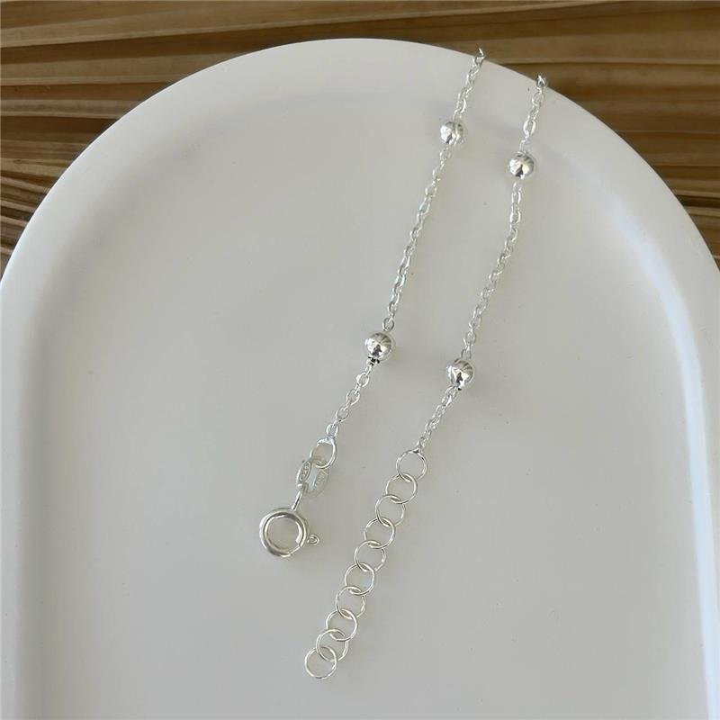 PULSEIRA PRATA 925 5 BOLINHAS LISAS INTERCALADAS CORRENTE