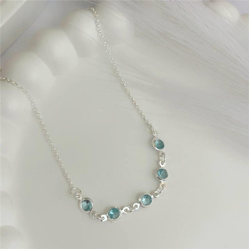 PULSEIRA PRATA 925 5 PONTO LUZ AZUL