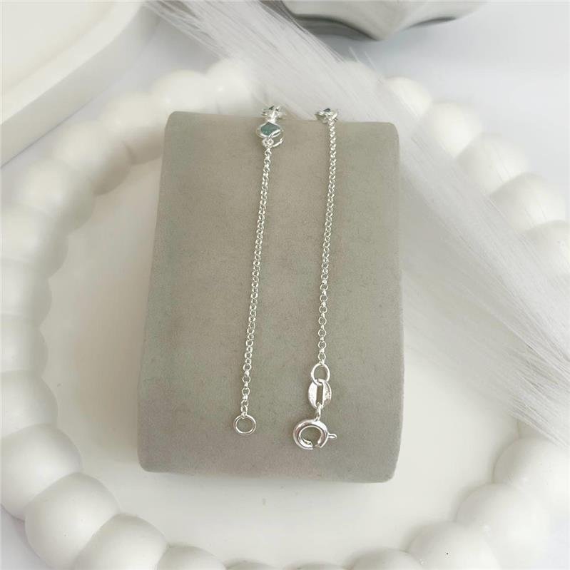 PULSEIRA PRATA 925 5 PONTO LUZ AZUL