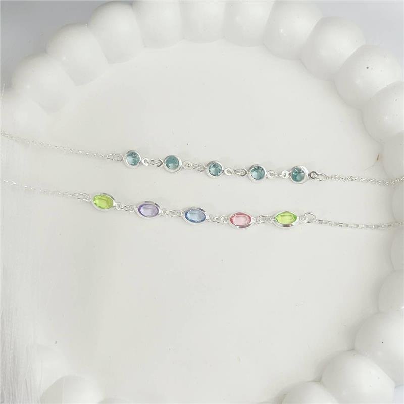 PULSEIRA PRATA 925 5 PONTO LUZ AZUL