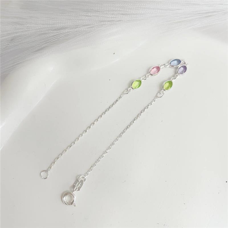 PULSEIRA PRATA 925 5 PONTO LUZ OVAL CORES