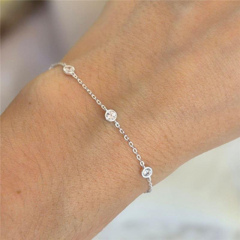 PULSEIRA PRATA 925 5 PONTOS LUZ ZIRCÔNIA