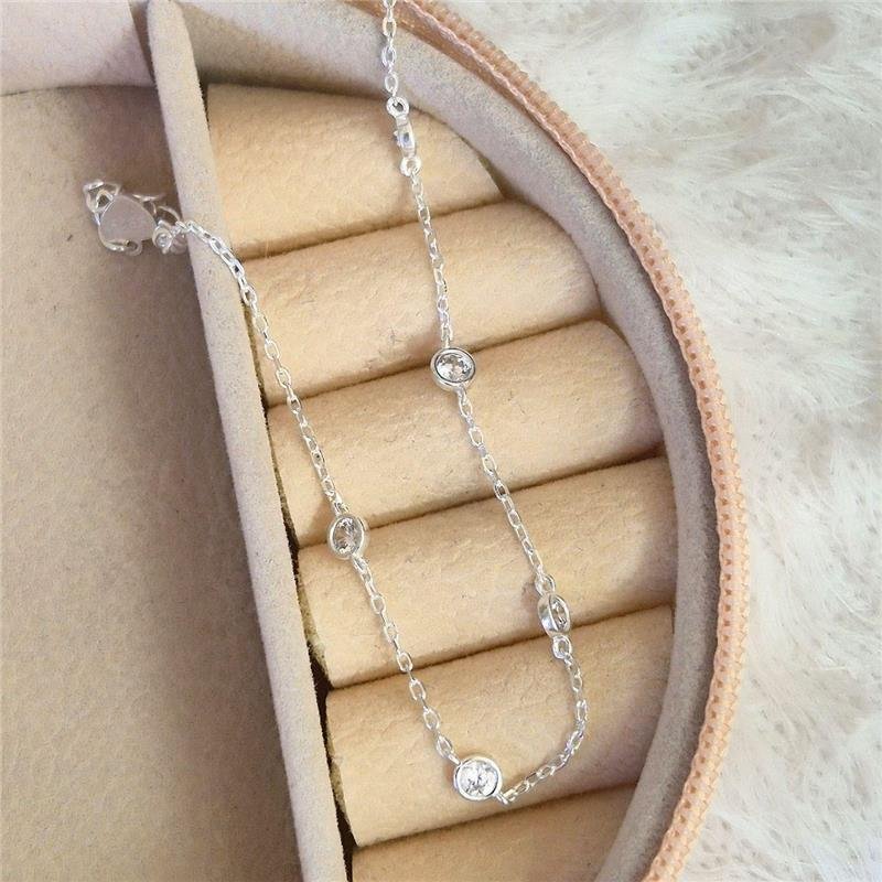 PULSEIRA PRATA 925 5 PONTOS LUZ ZIRCÔNIA