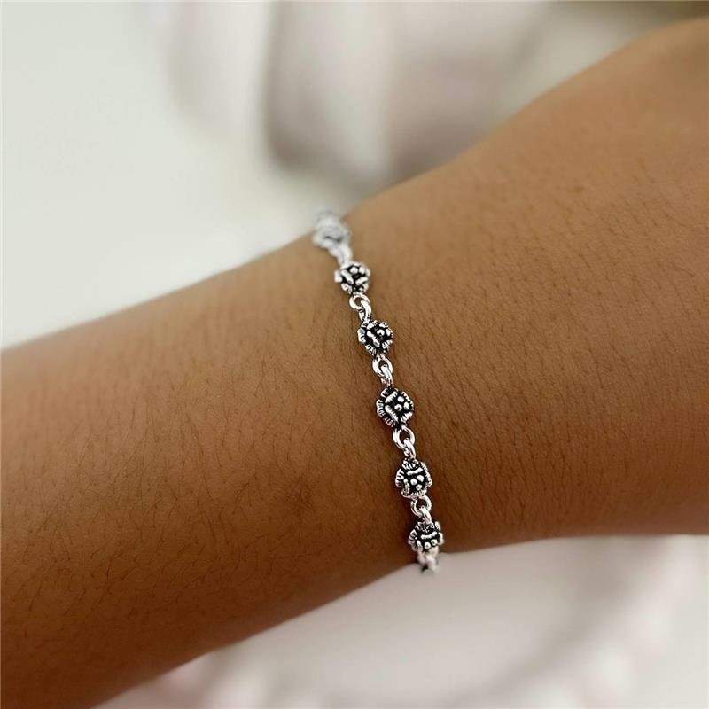 PULSEIRA PRATA 925 BALI FLOR TRABALHADA