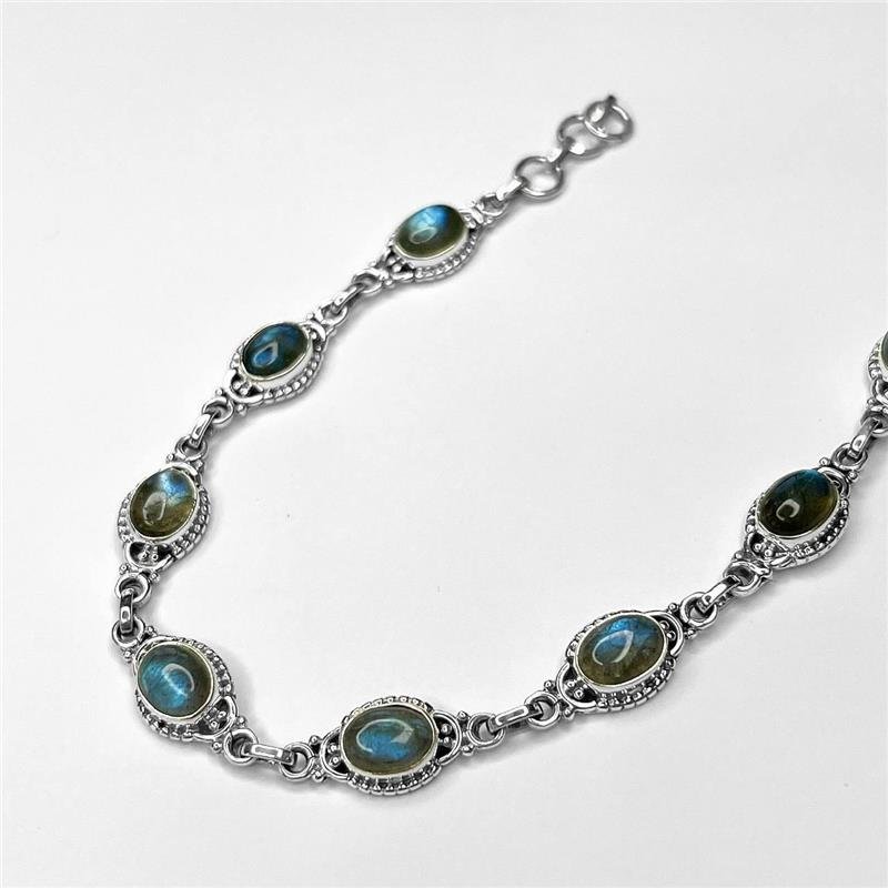 PULSEIRA PRATA 925 BALI PEDRA NATURAL OVAL