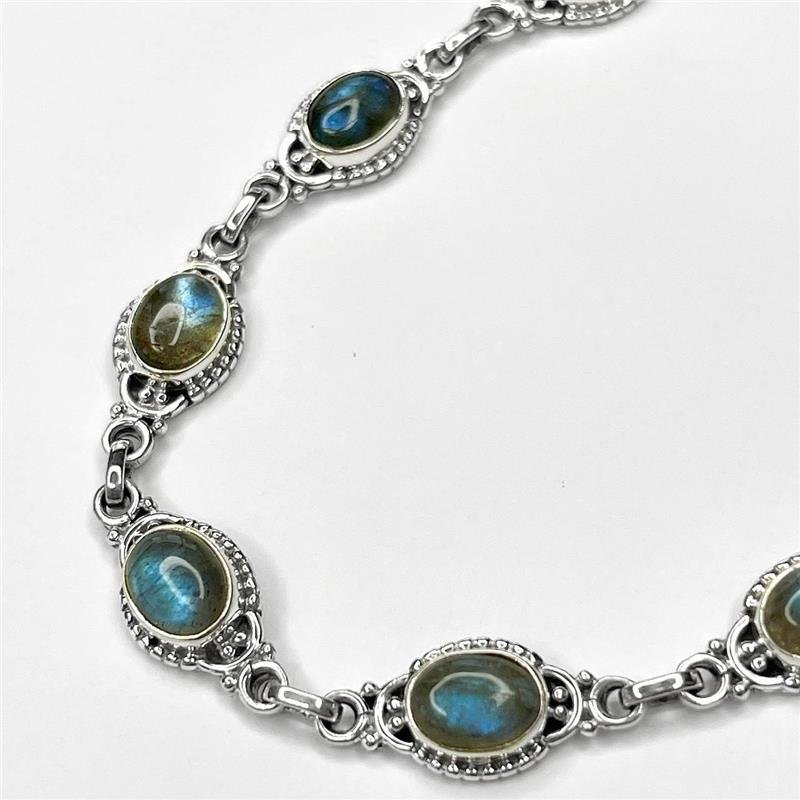 PULSEIRA PRATA 925 BALI PEDRA NATURAL OVAL