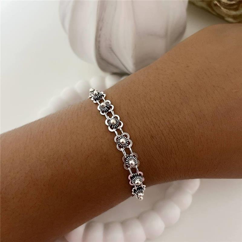 PULSEIRA PRATA 925 BALI PIKUN GOMOS FLORES BOLINHA