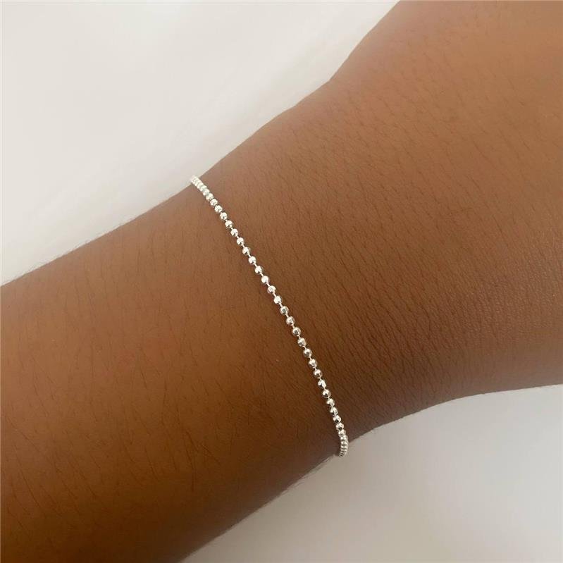 PULSEIRA PRATA 925 BOLINHAS 18 CM