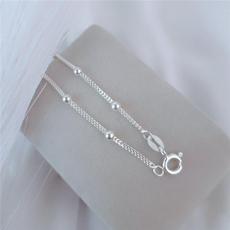 PULSEIRA PRATA 925 BOLINHAS ELOS GROUMET