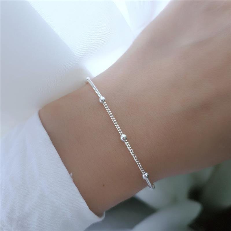 PULSEIRA PRATA 925 BOLINHAS ELOS GROUMET