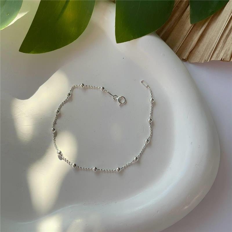 PULSEIRA PRATA 925 BOLINHAS MAIORES E MENORES 18 CM