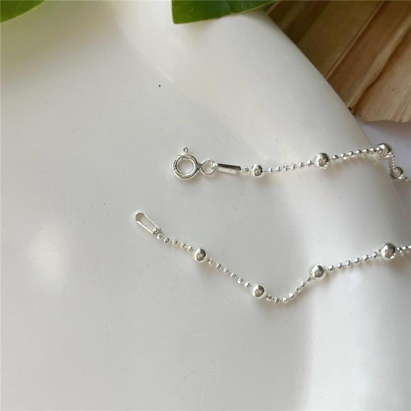 PULSEIRA PRATA 925 BOLINHAS MAIORES E MENORES 18 CM
