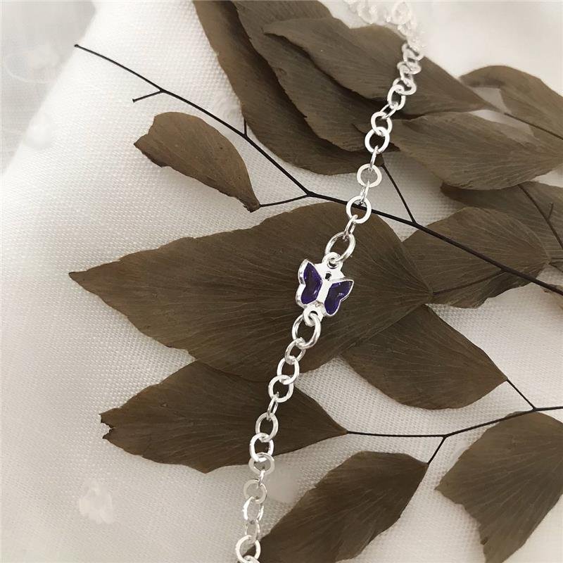 PULSEIRA PRATA 925 BORBOLETA LILÁS