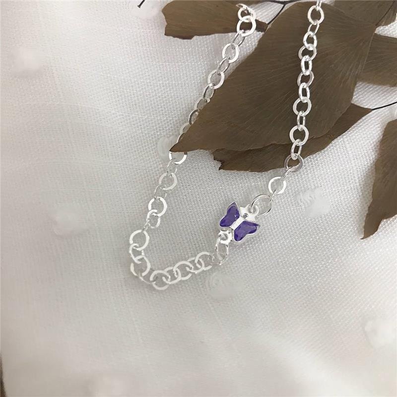 PULSEIRA PRATA 925 BORBOLETA LILÁS