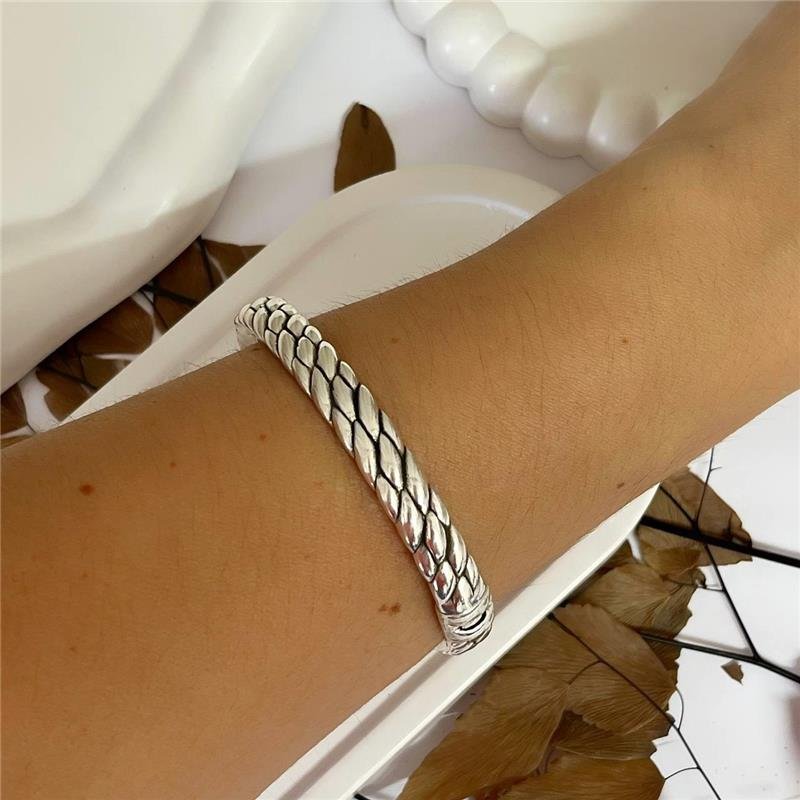 PULSEIRA PRATA 925 BRACELETE GOMOS TRANÇADA 