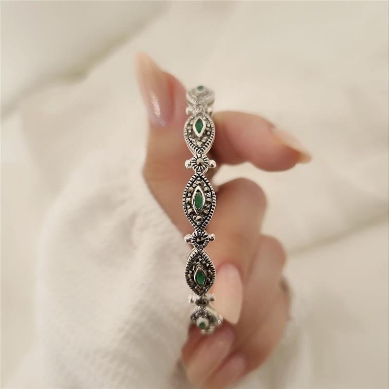 PULSEIRA PRATA 925 BRACELETE OLHO ESMERALDA