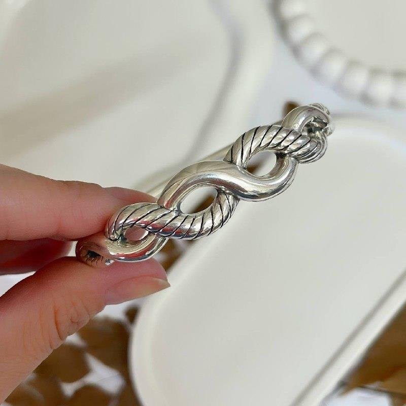 BRACELETE PRATA 925 VAZADO ENTRELAÇADO LISO TRABALHADO 