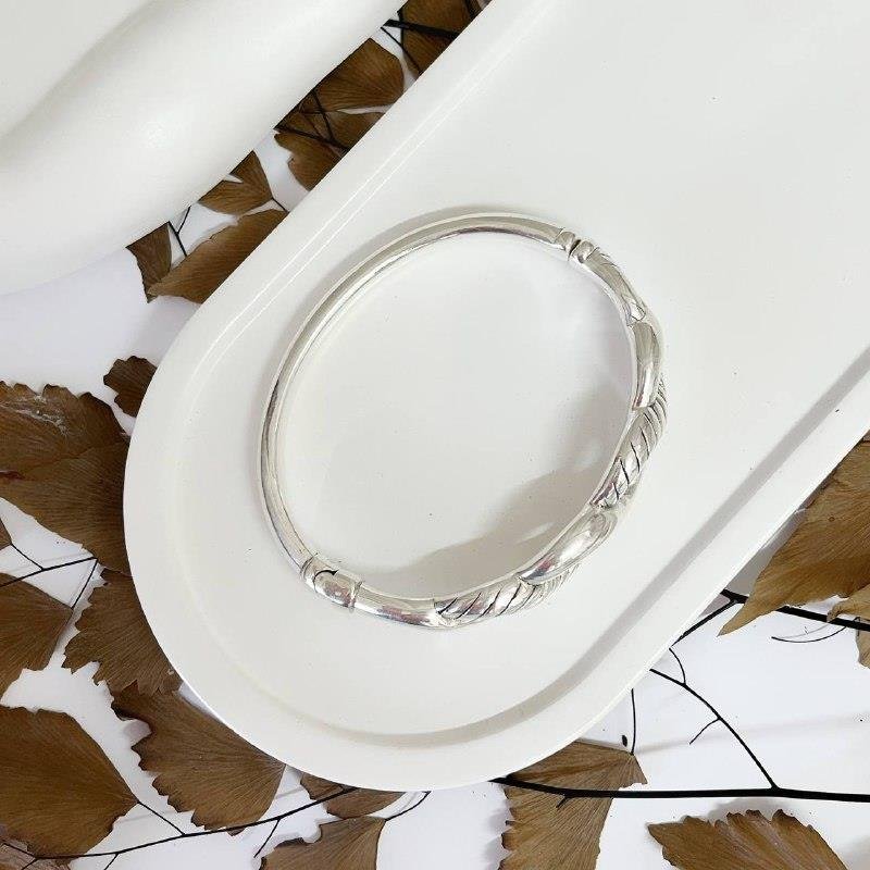 BRACELETE PRATA 925 VAZADO ENTRELAÇADO LISO TRABALHADO 