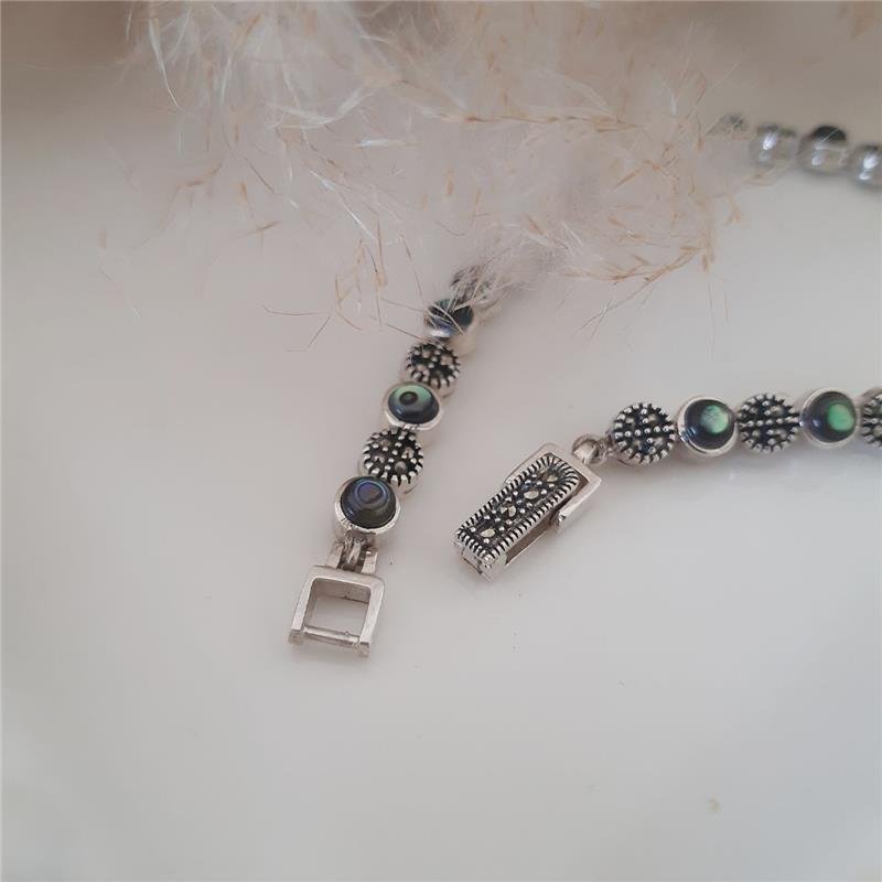 PULSEIRA PRATA 925 CIRCULOS PEDRA NATURAL LUXO