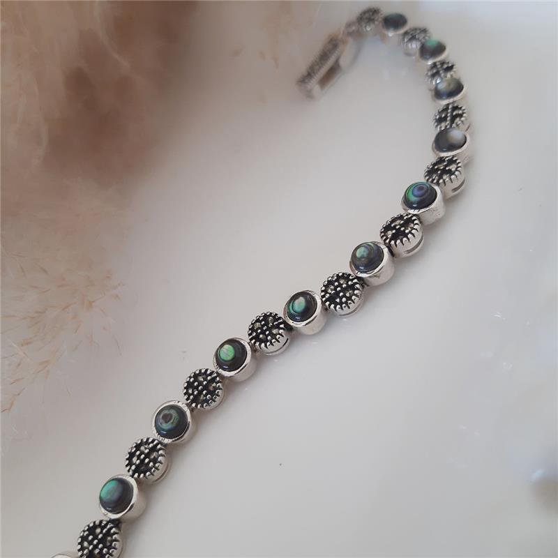 PULSEIRA PRATA 925 CIRCULOS PEDRA NATURAL LUXO