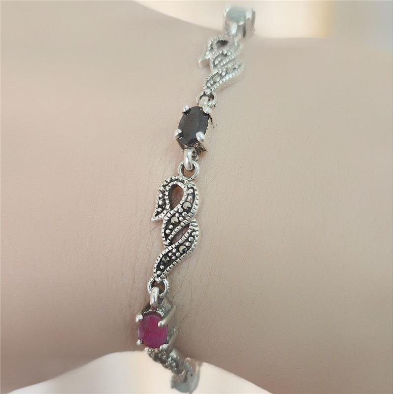 PULSEIRA PRATA 925 COM PEDRAS NATURAIS