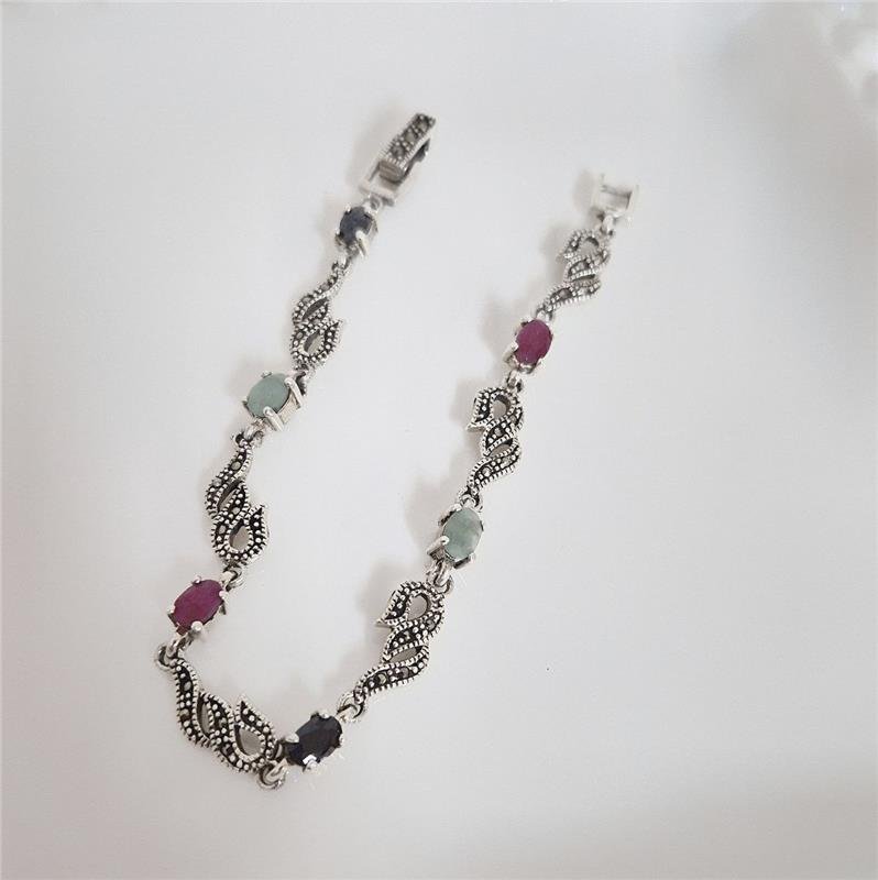 PULSEIRA PRATA 925 COM PEDRAS NATURAIS
