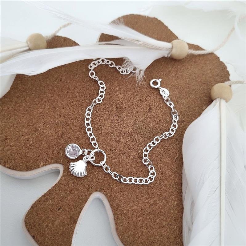 PULSEIRA PRATA 925 CONCHA COM PONTO LUZ