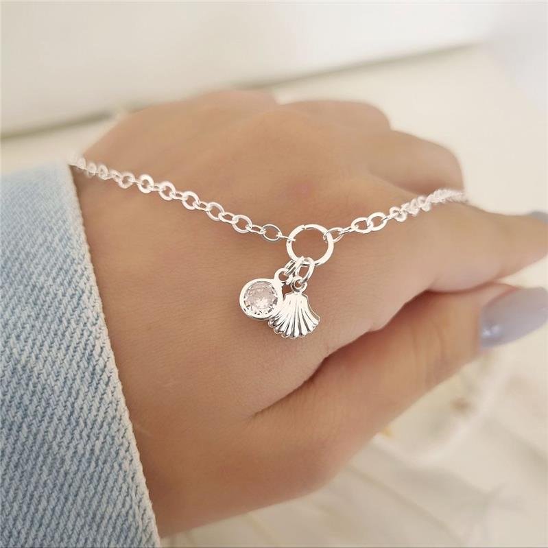 PULSEIRA PRATA 925 CONCHA COM PONTO LUZ