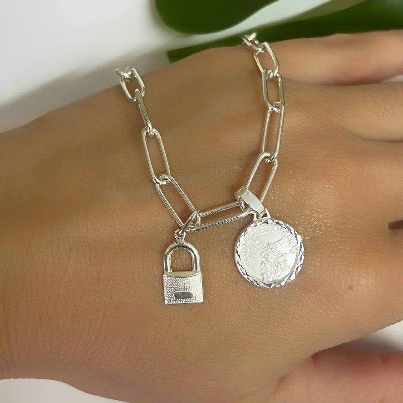 PULSEIRA PRATA 925 CONSAGRAÇÃO ELOS LARGOS