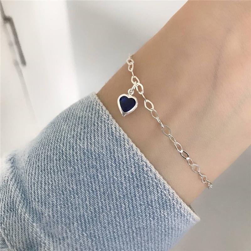 PULSEIRA PRATA 925 CORAÇÃO PEDRA COLORIDA