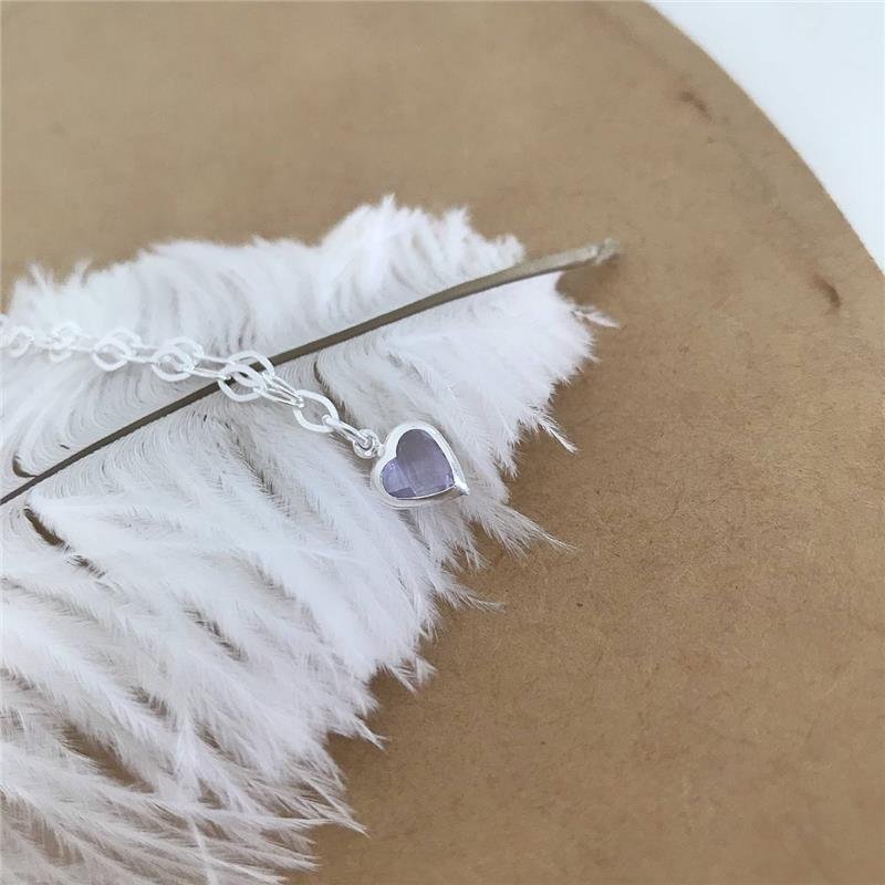 PULSEIRA PRATA 925 CORAÇÃO PEDRA COLORIDA