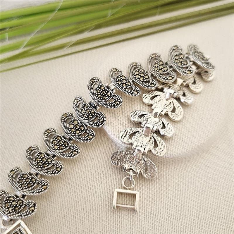 PULSEIRA PRATA 925 CORAÇÕES COM MACASSITAS