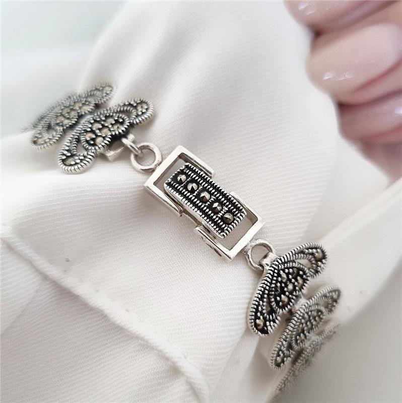 PULSEIRA PRATA 925 CORAÇÕES COM MACASSITAS