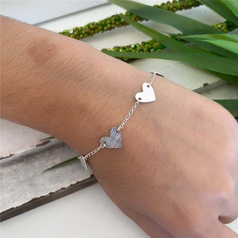 PULSEIRA PRATA 925 CORAÇÕES LISOS