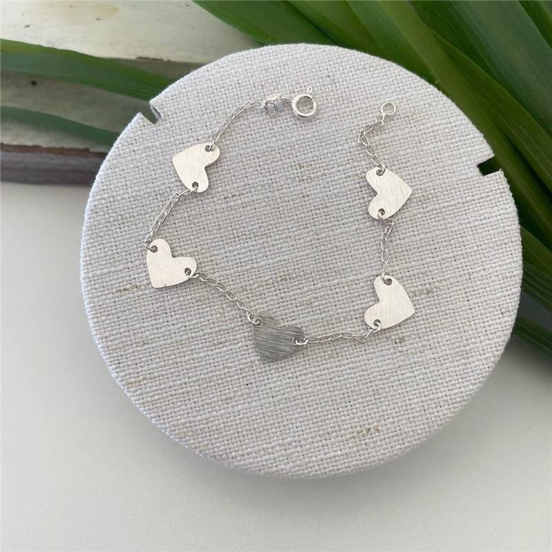 PULSEIRA PRATA 925 CORAÇÕES LISOS