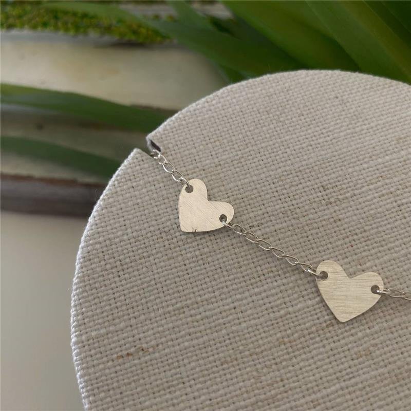 PULSEIRA PRATA 925 CORAÇÕES LISOS