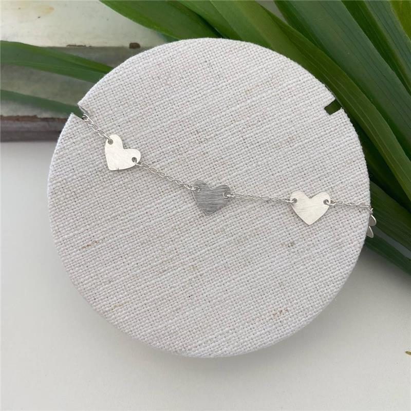 PULSEIRA PRATA 925 CORAÇÕES LISOS