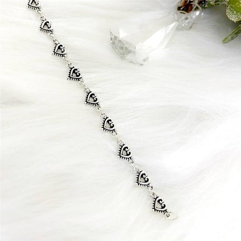 PULSEIRA PRATA 925 CORAÇÕES TRABALHADOS