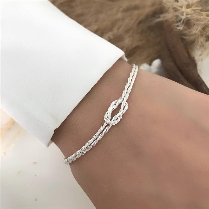 PULSEIRA PRATA 925 CORDÃO BAIONO DOIS FIOS NÓ