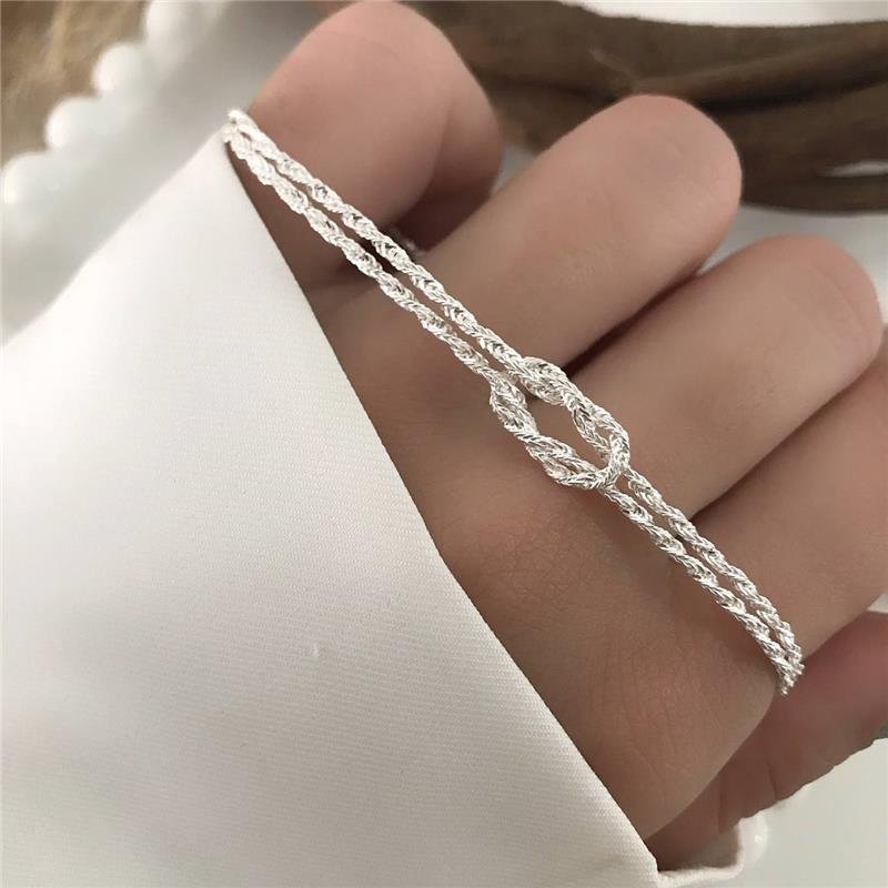 PULSEIRA PRATA 925 CORDÃO BAIONO DOIS FIOS NÓ