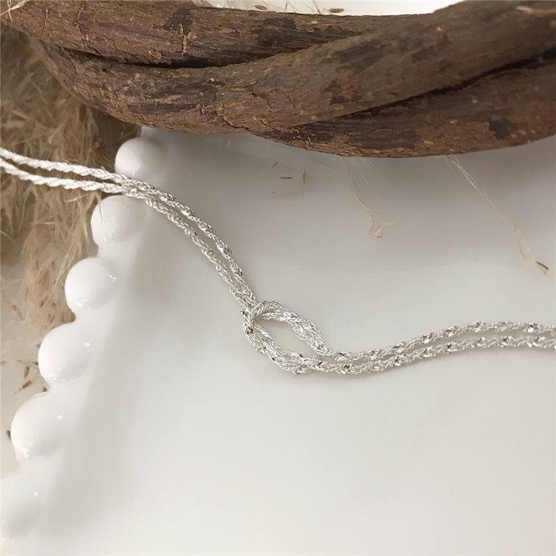 PULSEIRA PRATA 925 CORDÃO BAIONO DOIS FIOS NÓ