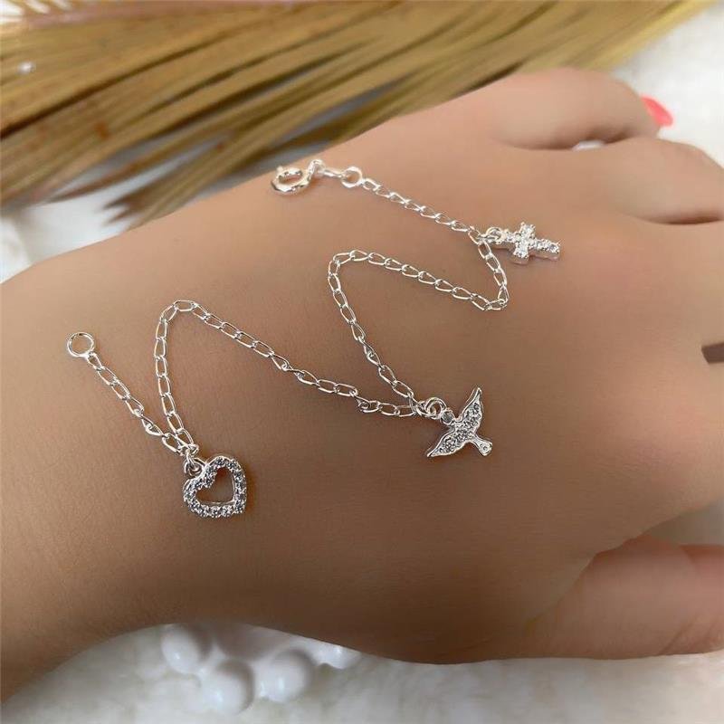 PULSEIRA PRATA 925 CRUZ, CORAÇÃO E ESPÍRITO SANTO