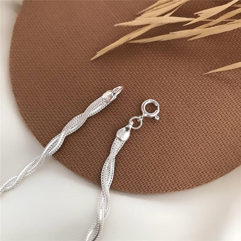 PULSEIRA PRATA 925 DOIS FIOS LAMINADOS TORCIDO