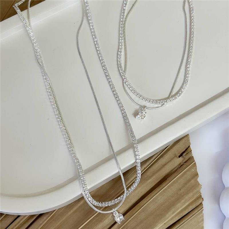 PULSEIRA PRATA 925 DUPLA RIVIEIRA E CORDÃO LISO PONTO LUZ PENDURADO