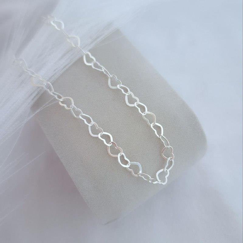PULSEIRA PRATA 925 ELOS CORAÇÃO