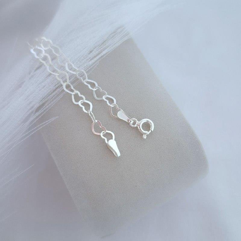 PULSEIRA PRATA 925 ELOS CORAÇÃO