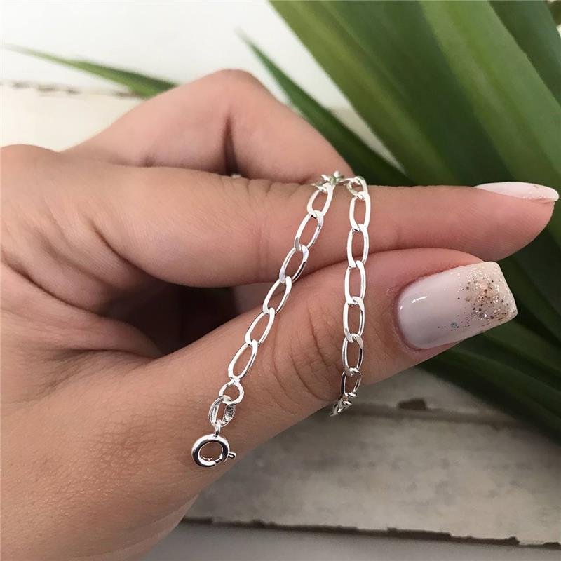 PULSEIRA PRATA 925 ELOS GROUMET 19 CM