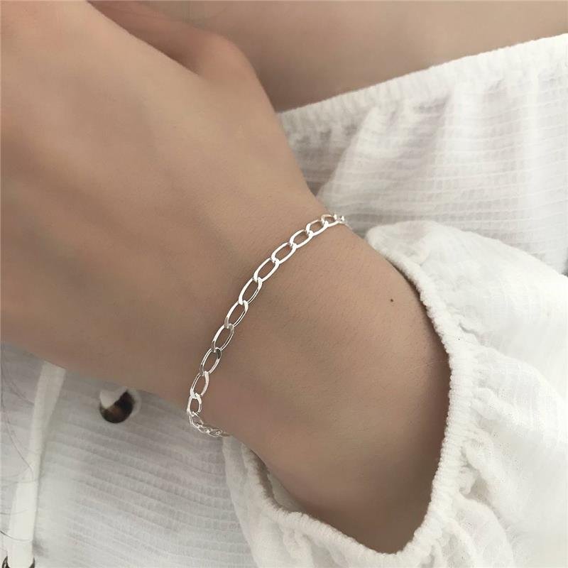 PULSEIRA PRATA 925 ELOS GROUMET 19 CM