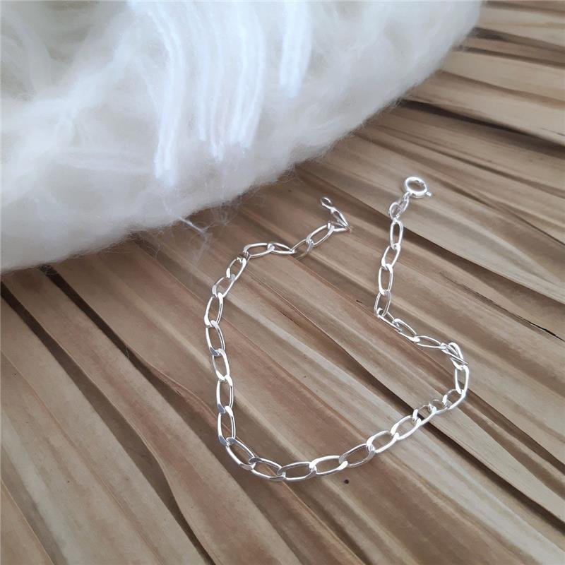 PULSEIRA PRATA 925 ELOS GROUMET 21 CM