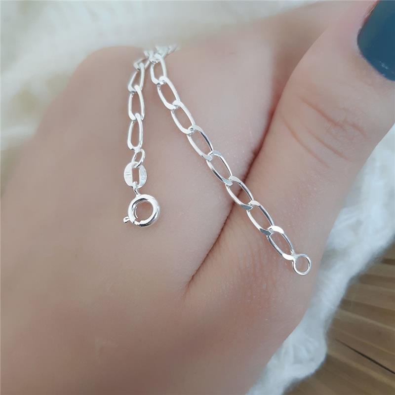 PULSEIRA PRATA 925 ELOS GROUMET 21 CM
